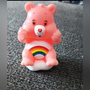 Vintage Carebear PVC Figure Cheer Bear Pink Rainbow Cloud